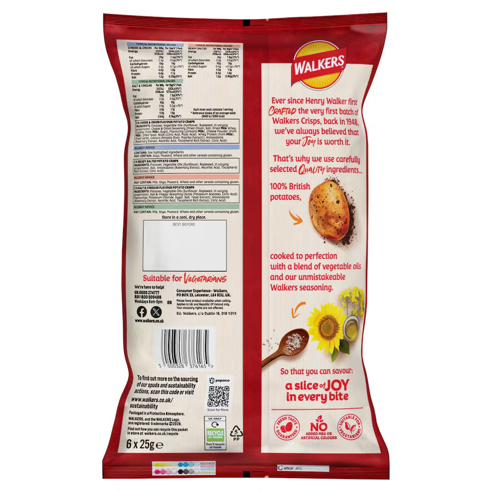 Walkers Classic Variety Multipack Crisps 6x25g