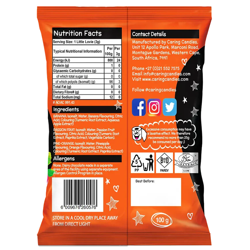 Sugar Free Candy: Little Lovies | 100g | Assorted Citrus