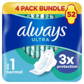 Always Ultra Sanitary Towels Light / Moderate Flow Day (Size 1) Wings 52 Pads