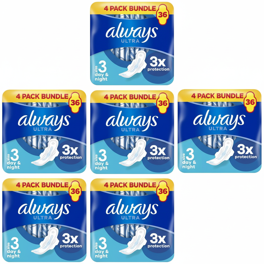 Always Ultra Size 3 Day & Night Pads With Wings -Total 252 Pads