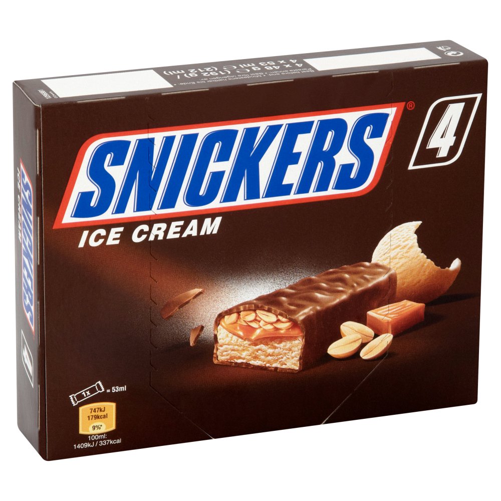 Snickers Chocolate Peanut Ice Cream Bars 4pack (4 x 45.6g)
