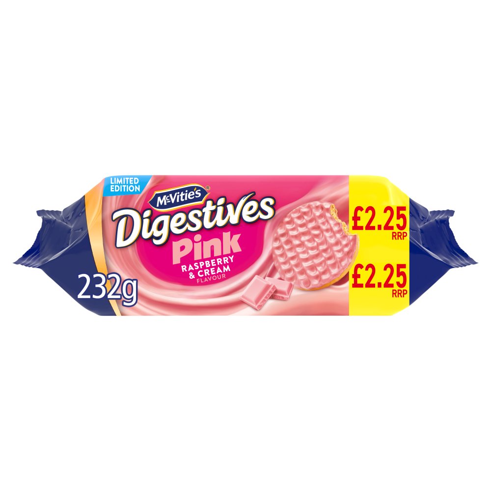 McVitie's Limited Edition Digestives Pink Raspberry & Cream Flavour 232g