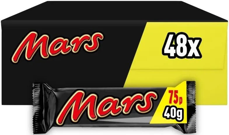 Mars Chocolate Bar Caramel, Nougat & Milk Chocolate Bars 40g X 48 Bars Full Box