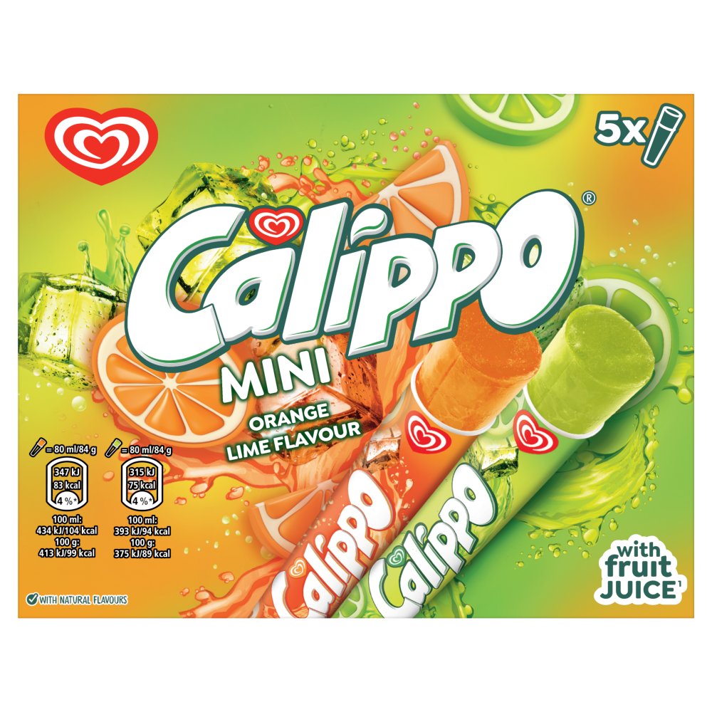 Wall's Mini Calippo Orange and Lemon-Lime Ice Lollies 5 x 80ml